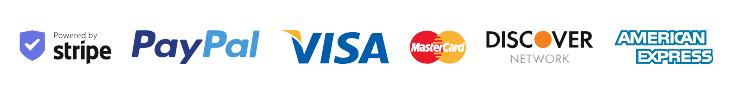 Contoh logo Stripe, PayPal, Visa, Mastercard, Discover, dan American Express